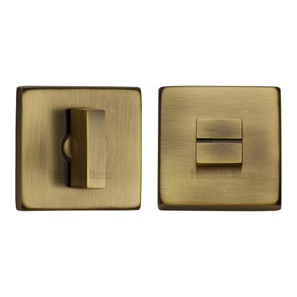 SQ4035-AT • Antique Brass • Heritage Brass Plain Square Flat Bathroom Turn With Release