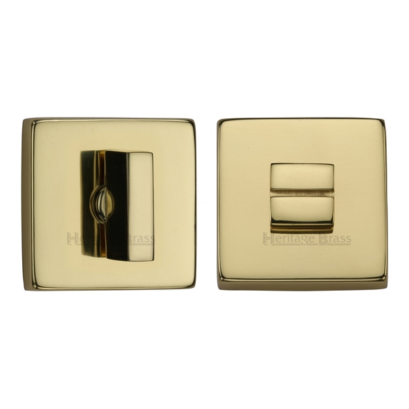 SQ4035-PB • Polished Brass • Heritage Brass Plain Square Flat Bathroom Turn With Release