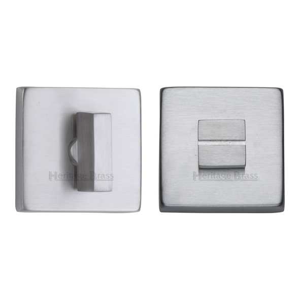 SQ4035-SC • Satin Chrome • Heritage Brass Plain Square Flat Bathroom Turn With Release