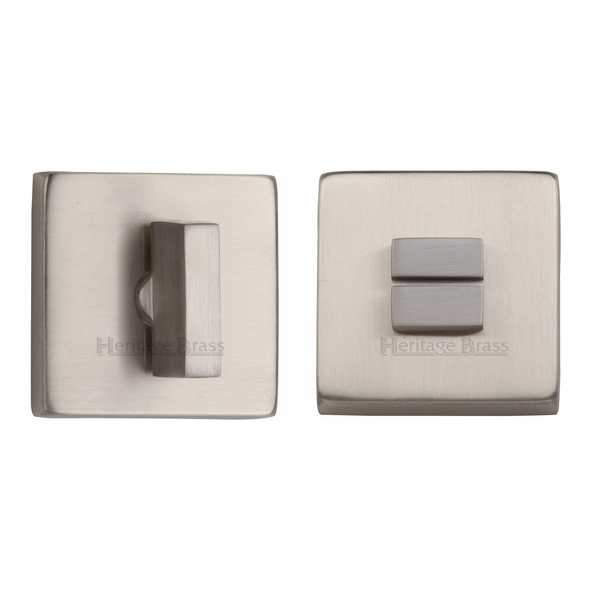 SQ4035-SN • Satin Nickel • Heritage Brass Plain Square Flat Bathroom Turn With Release
