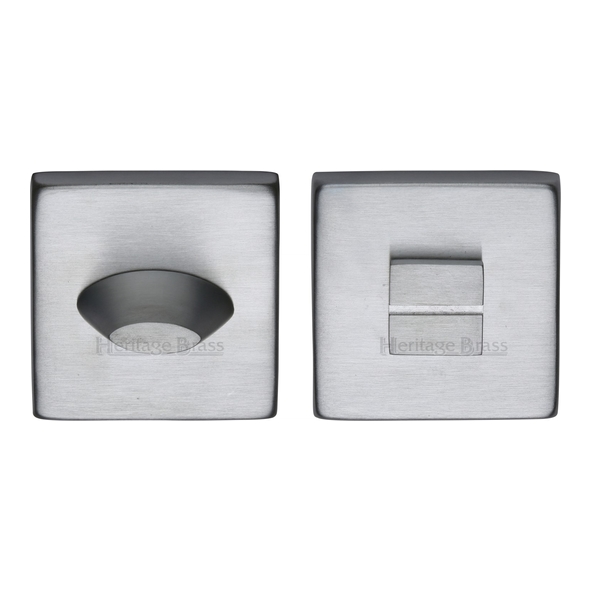 SQ4043-SC  Satin Chrome  Heritage Brass Plain Square Tapered Bathroom Turn With Release