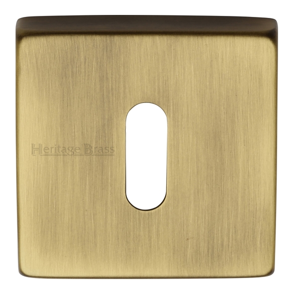 SQ5002-AT  Antique Brass  Heritage Brass Plain Square Mortice Key Escutcheon