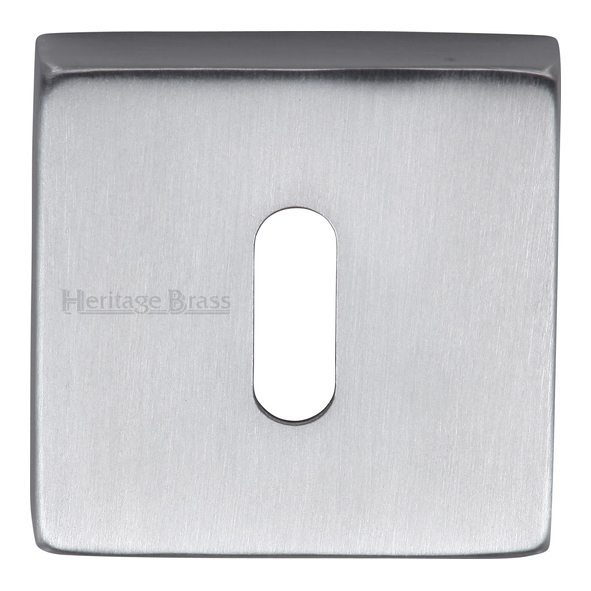 SQ5002-SC  Satin Chrome  Heritage Brass Plain Square Mortice Key Escutcheon