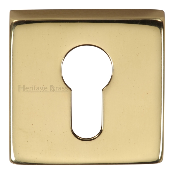 SQ5004-PB • Polished Brass • Heritage Brass Plain Square Euro Cylinder Escutcheon