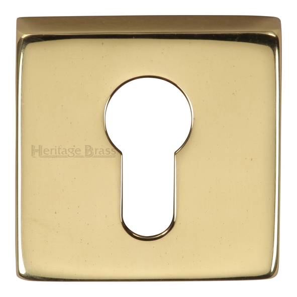 SQ5004-PB  Polished Brass  Heritage Brass Plain Square Euro Cylinder Escutcheon