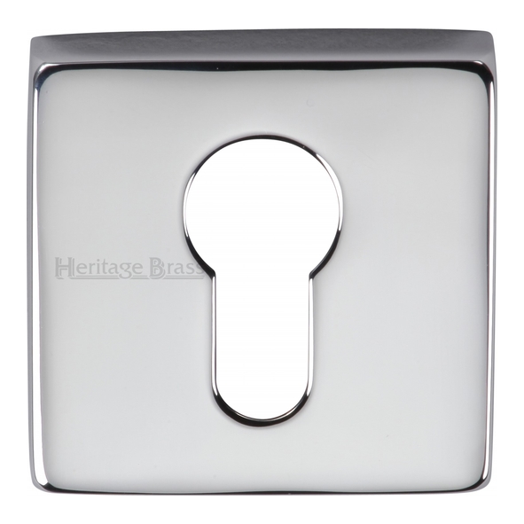 SQ5004-PC  Polished Chrome  Heritage Brass Plain Square Euro Cylinder Escutcheon