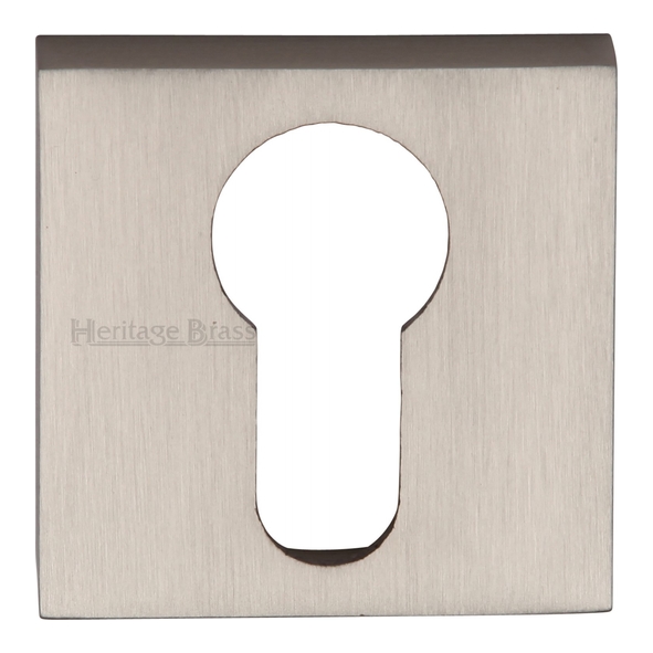 SQ5004-SN  Satin Nickel  Heritage Brass Plain Square Euro Cylinder Escutcheon