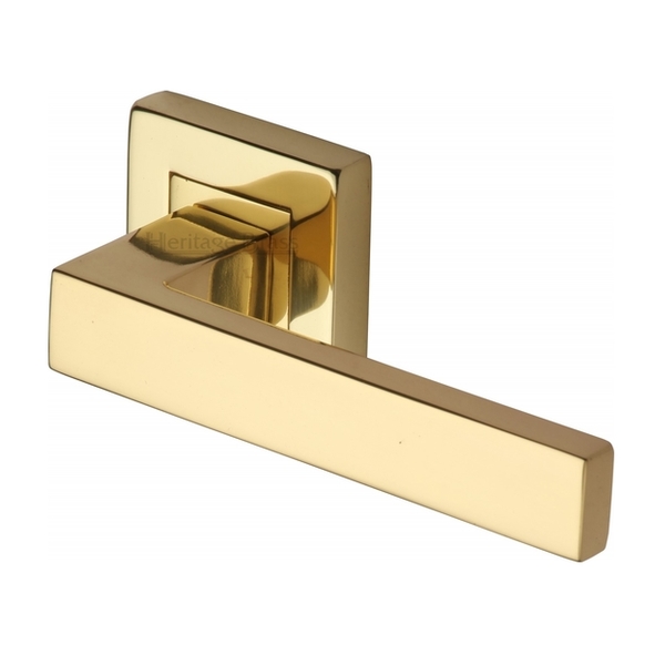 SQ5420-PB • Polished Brass • Heritage Brass Delta Levers On Plain Square Roses