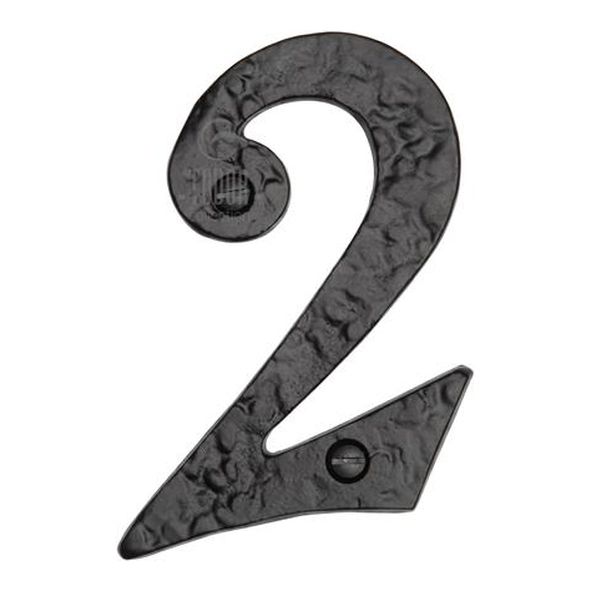 TC355 2 • 102mm • Antique Black Iron • Heritage Brass Brass Face Fixing Numeral 2