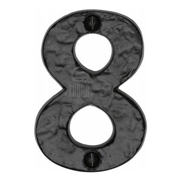 TC356 8 • 76mm • Antique Black Iron • Heritage Brass Brass Face Fixing Numeral 8