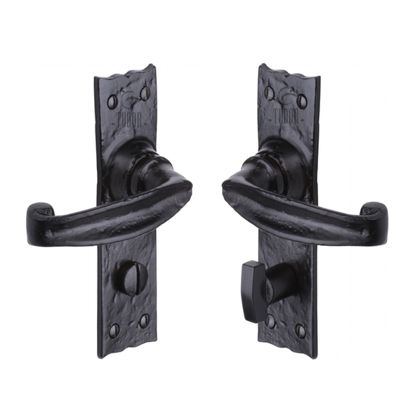 TC620 • Bathroom [57mm] • Antique Black Iron • Heritage Brass Wellington Levers On Backplates