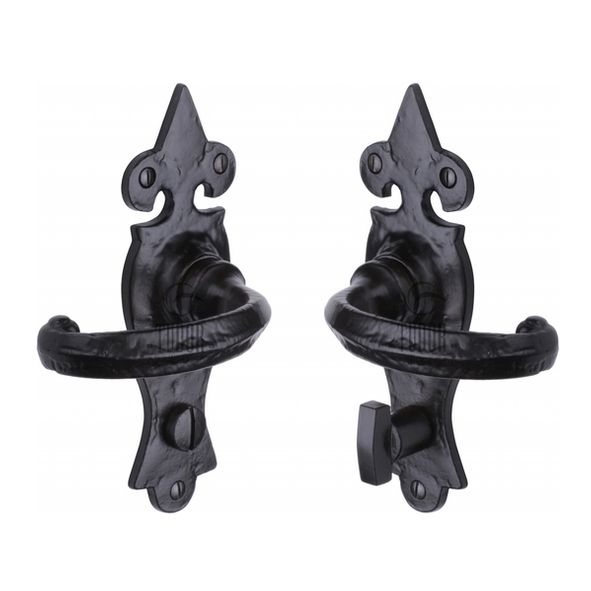 TC820 • Bathroom [57mm] • Antique Black Iron • Heritage Brass Wroxeter Levers On Backplates