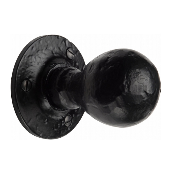 TC970  Antique Black Iron  Heritage Brass Tudor Ball Mortice Knobs On Round Roses