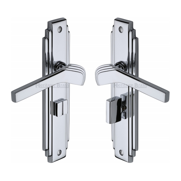 TIF5230-PC  Bathroom [57mm]  Polished Chrome  Heritage Brass Tiffany Art Deco Levers On Backplates