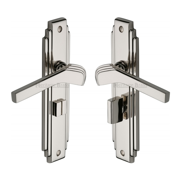 TIF5230-PNF  Bathroom [57mm]  Polished Nickel  Heritage Brass Tiffany Art Deco Levers On Backplates