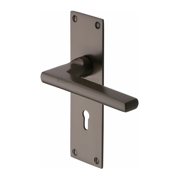 TRI1300-MB  Standard Lock [57mm]  Matt Bronze  Heritage Brass Trident Levers On Backplates