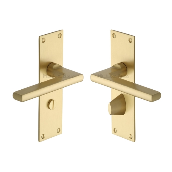 TRI1330-SB • Bathroom [57mm] • Satin Brass • Heritage Brass Trident Levers On Backplates