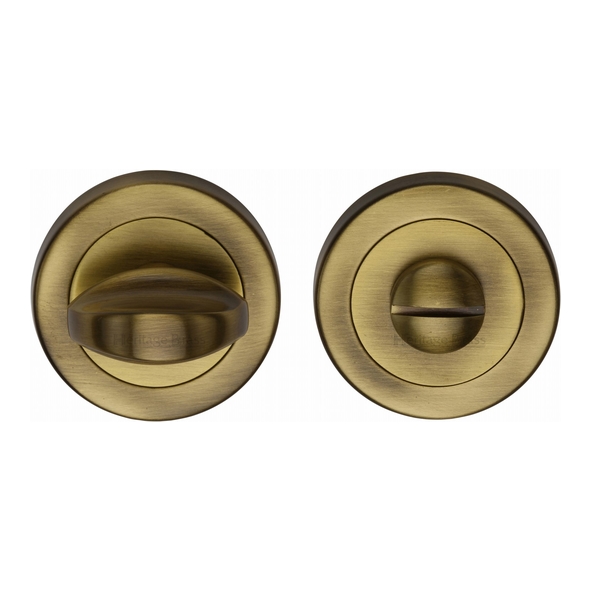 V0678-AT • Antique Brass • Heritage Brass Plain Round Large Bathroom Turn With Release