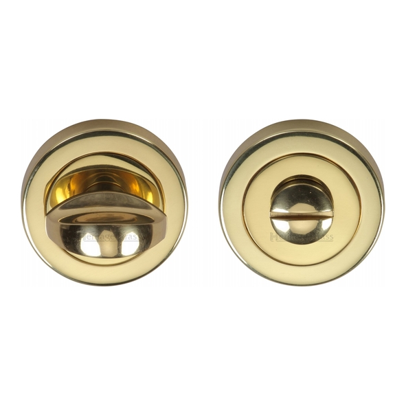 V0678-PB • Polished Brass • Heritage Brass Plain Round Large Bathroom Turn With Release