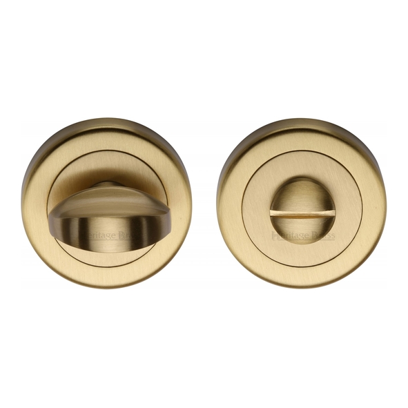 V0678-SB  Satin Brass  Heritage Brass Plain Round Large Bathroom Turn With Release