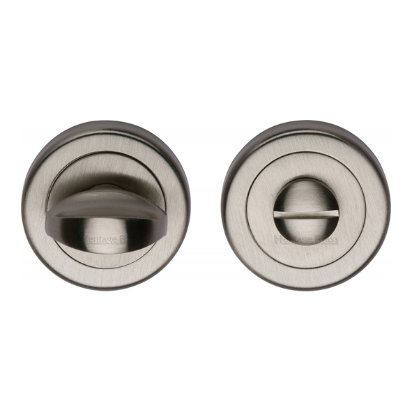 V0678-SN  Satin Nickel  Heritage Brass Plain Round Large Bathroom Turn With Release