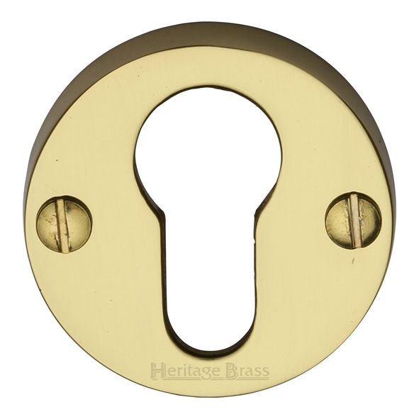 V1012-PB  Polished Brass  Heritage Brass Modern Face Fixing Euro Cylinder Escutcheon