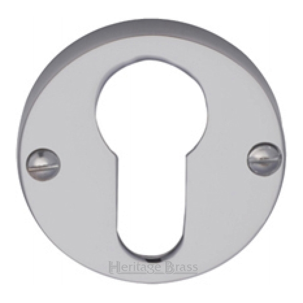 V1012-SC  Satin Chrome  Heritage Brass Modern Face Fixing Euro Cylinder Escutcheon