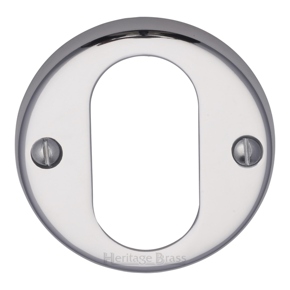 V1013-PC • Polished Chrome • Heritage Brass Modern Face Fixing Oval Cylinder Escutcheon