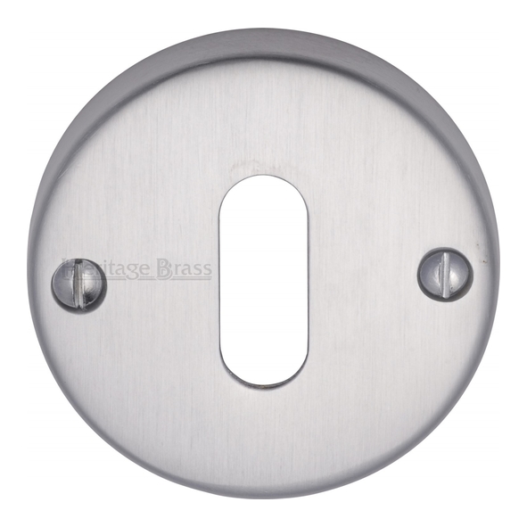 V1014-SC • Satin Chrome • Heritage Brass Modern Face Fixing Mortice Key Escutcheon