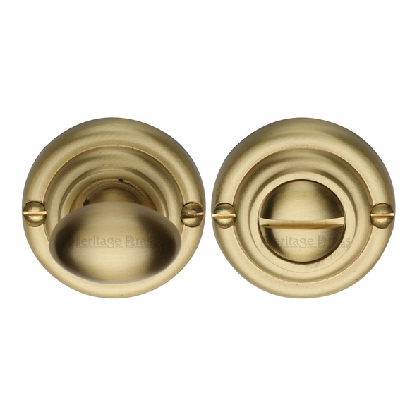 V1015-SB  Satin Brass  Heritage Brass Ringed Bathroom Turn With Release