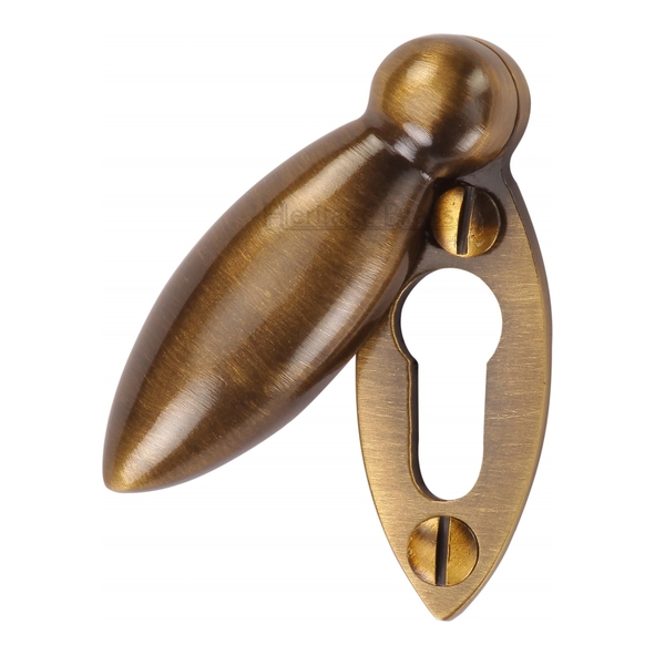 V1022-AT • Antique Brass • Heritage Brass Heavy Tear Drop Mortice Key Escutcheon