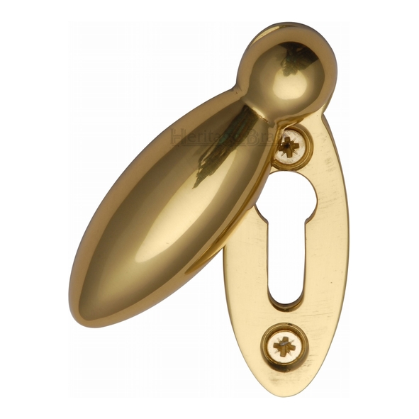 V1022-PB  Polished Brass  Heritage Brass Heavy Tear Drop Mortice Key Escutcheon