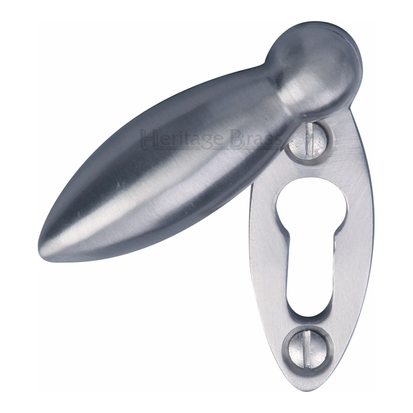 V1022-SC  Satin Chrome  Heritage Brass Heavy Tear Drop Mortice Key Escutcheon