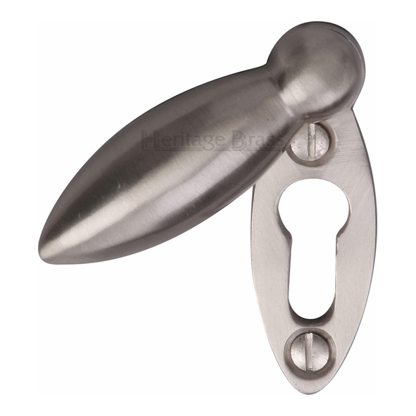 V1022-SN  Satin Nickel  Heritage Brass Heavy Tear Drop Mortice Key Escutcheon