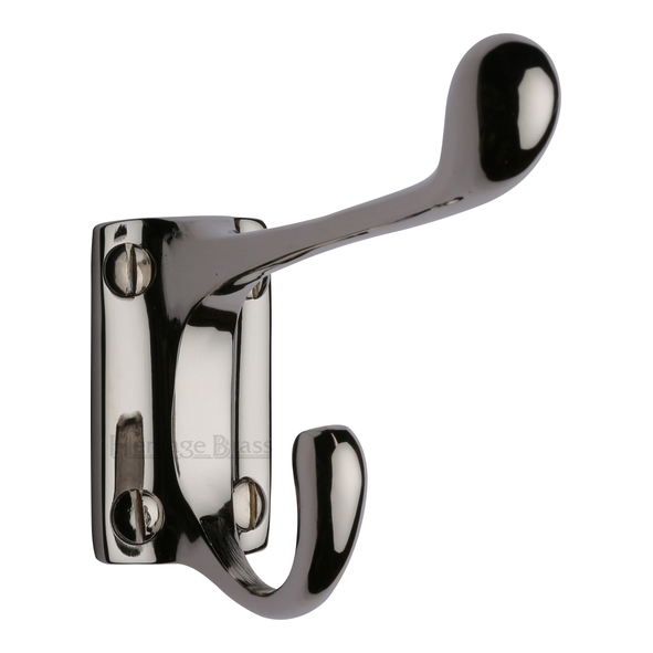 V1056-PNF • Polished Nickel • Heritage Brass Traditional Hat & Coat Hook On Square Plate