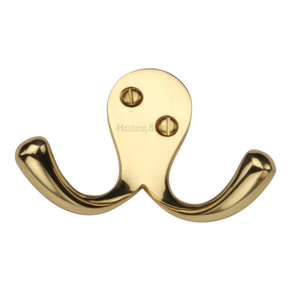 V1060-PB • Polished Brass • Heritage Brass Victorian Double Robe Hook