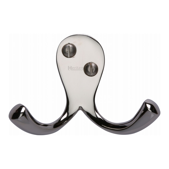 V1060-PNF • Polished Nickel • Heritage Brass Victorian Double Robe Hook