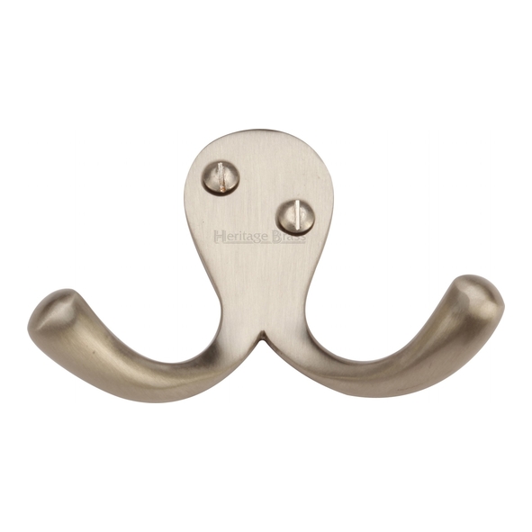 V1060-SN  Satin Nickel  Heritage Brass Victorian Double Robe Hook