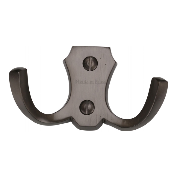 V1062-MB • Matt Bronze • Heritage Brass Traditional Backbone Double Robe Hook