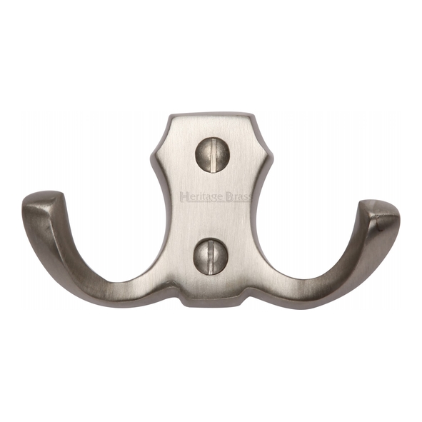 V1062-SN • Satin Nickel • Heritage Brass Traditional Backbone Double Robe Hook