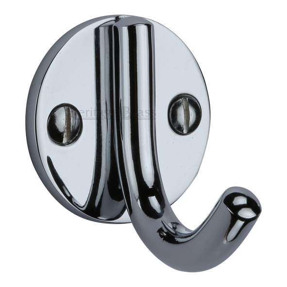 V1064-PC  Polished Chrome  Heritage Brass Contemporary Single Robe Hook On Round Plate