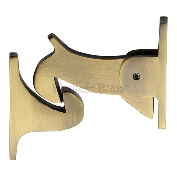 V1074-AT • 83mm • Antique Brass • Heritage Brass Traditional Gravity Door Holder