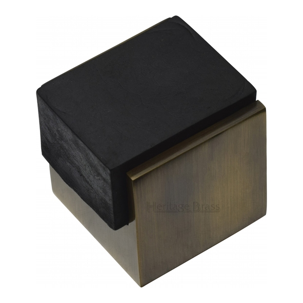 V1082-AT • 38 x 42 x 42mm • Antique Brass • Heritage Brass Floor Mounted Square Door Stop