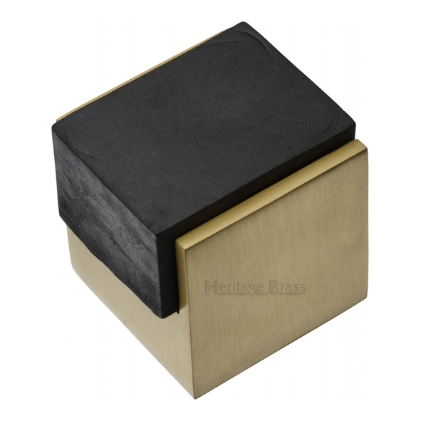 V1082-SB • 38 x 42 x 42mm • Satin Brass • Heritage Brass Floor Mounted Square Door Stop