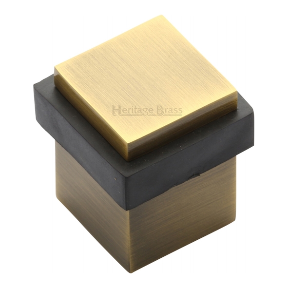 V1089-AT • 30 x 30 x 35mm • Antique Brass • Heritage Brass Floor Mounted Square Pesestal Door Stop