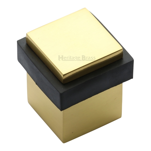 V1089-PB • 30 x 30 x 35mm • Polished Brass • Heritage Brass Floor Mounted Square Pesestal Door Stop