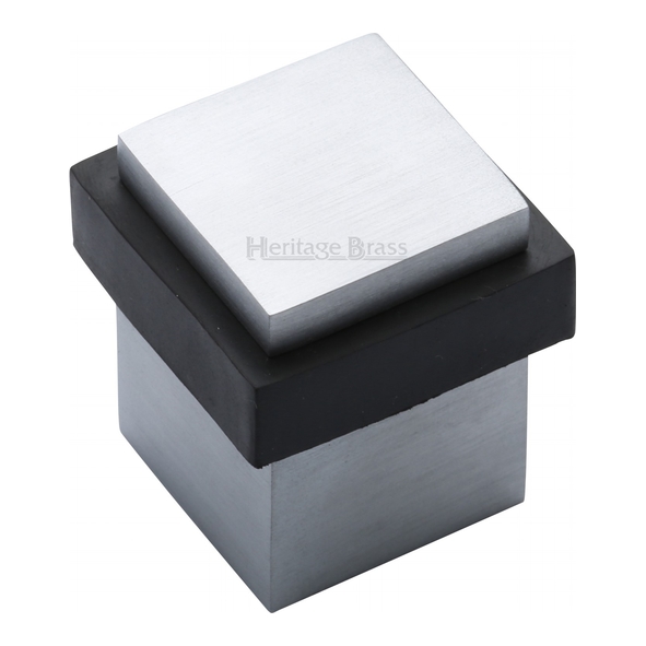 V1089-SC • 30 x 30 x 35mm • Satin Chrome • Heritage Brass Floor Mounted Square Pesestal Door Stop