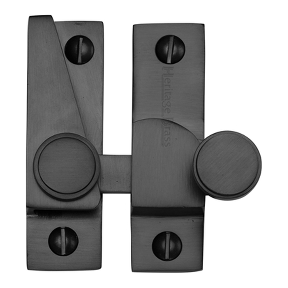 V1106-BKMT  Non-Locking  Matt Black  Heritage Brass Quadrant Sash Fastener