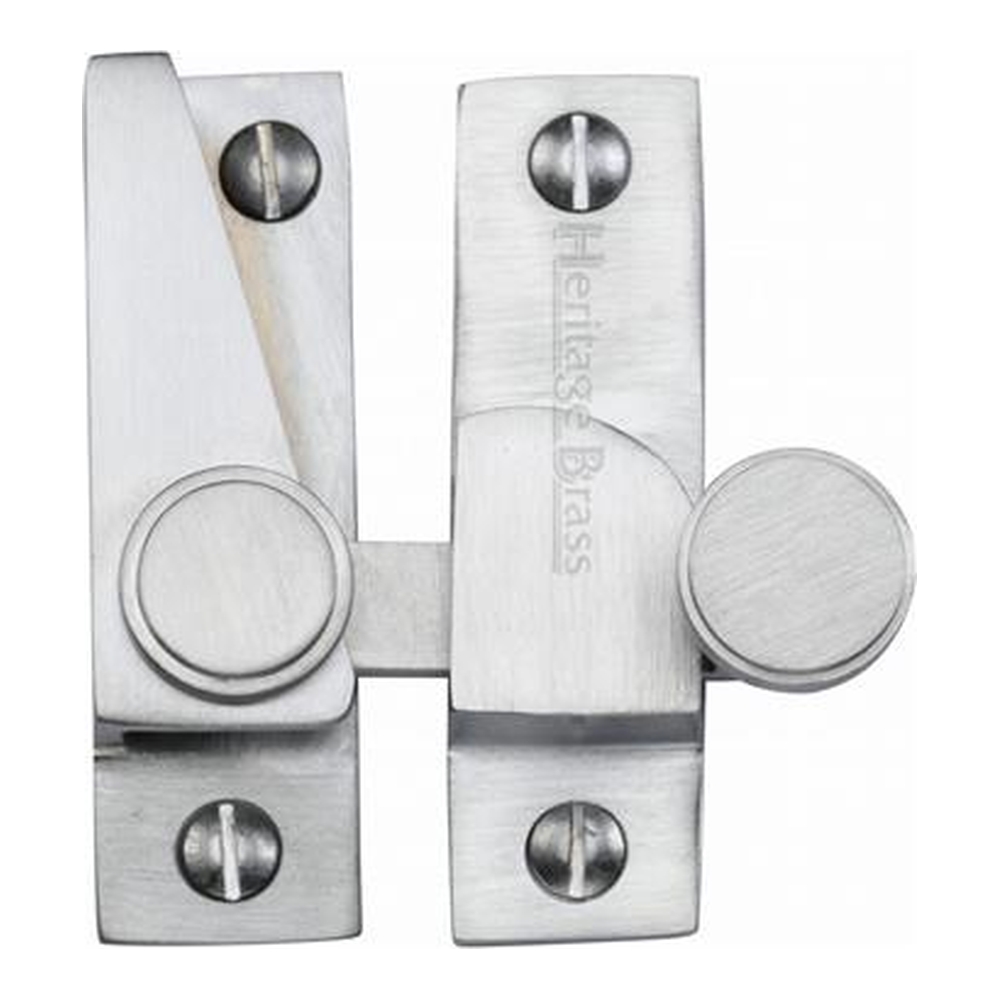 V1106-SC  Non-Locking  Satin Chrome  Heritage Brass Quadrant Sash Fastener