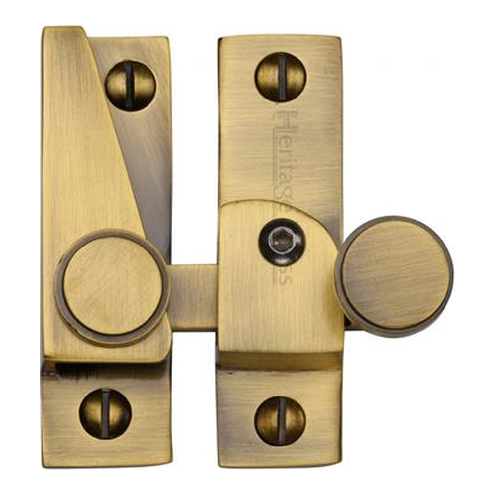 V1106L-AT  Locking  Antique Brass  Heritage Brass Quadrant Sash Fastener